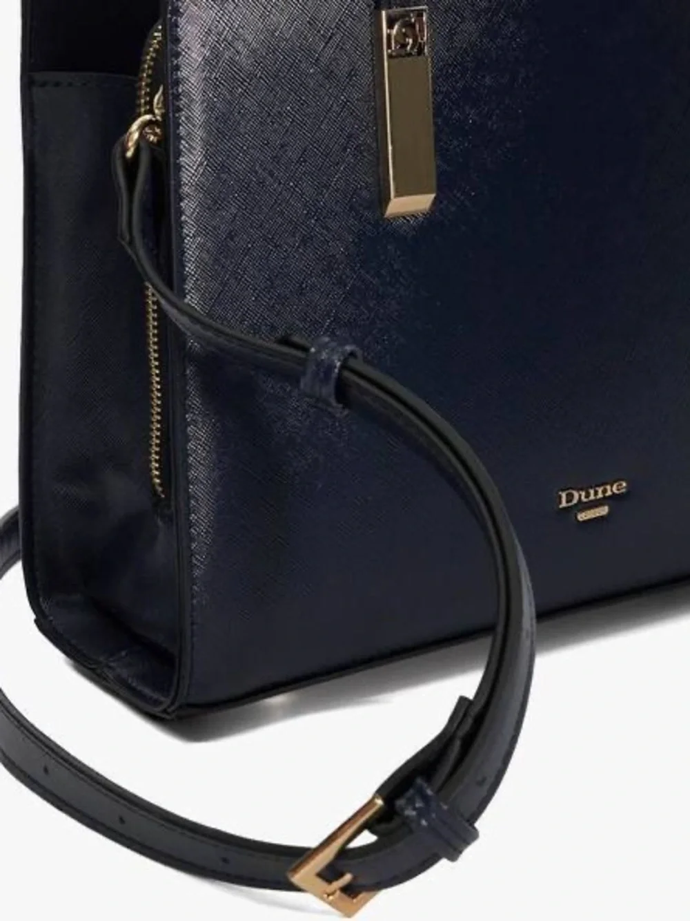 Dune London Navy Satchel with Gold Hardware